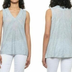 Sigrid Olsen Women’s 100% Linen V-Neck Tunic Top Size L Sleeveless